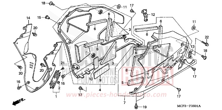 CAPOT INFERIEUR (VTR1000SP2/3/4/5/6) de VTR1000 SP-2 GRAPHITE BLACK (NHB01) 2006
